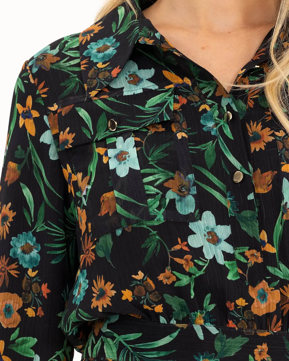 Çiçek Desenli Şifon Elbise