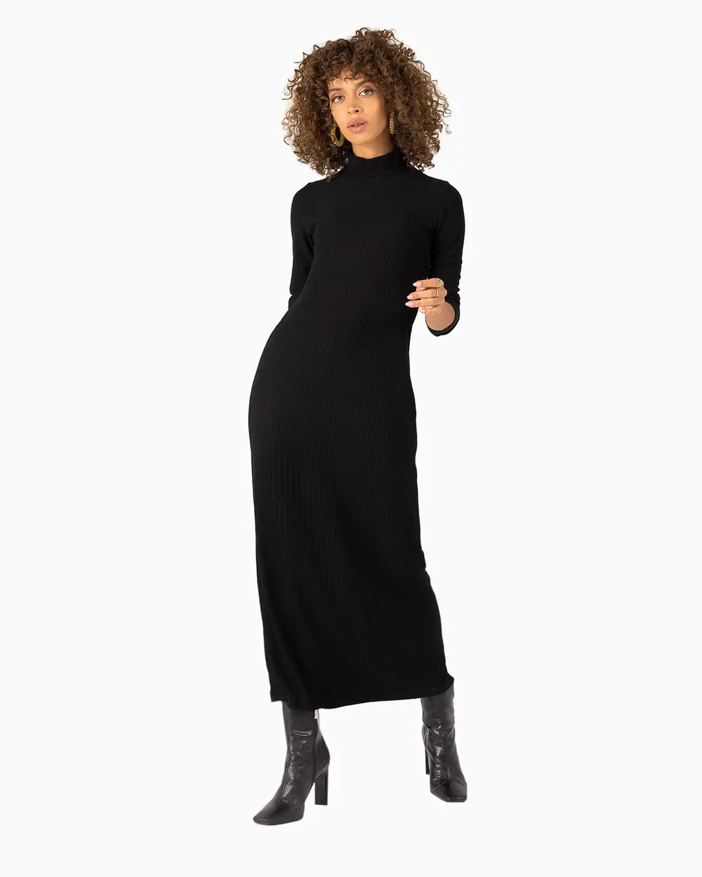 Yarım Balıkçı Örme Kumaş Elbise