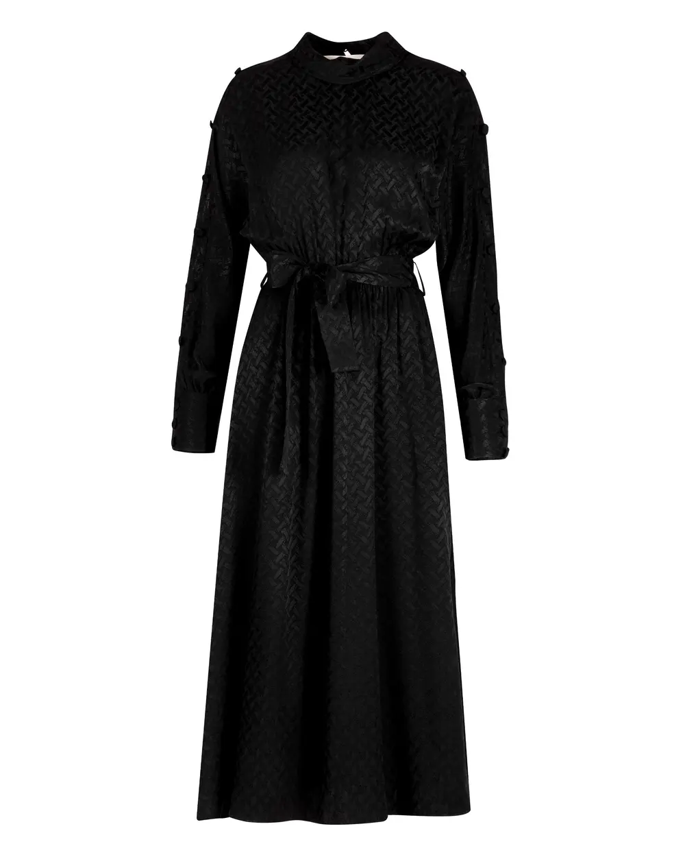 Düğme Detaylı Dik Yaka Elbise