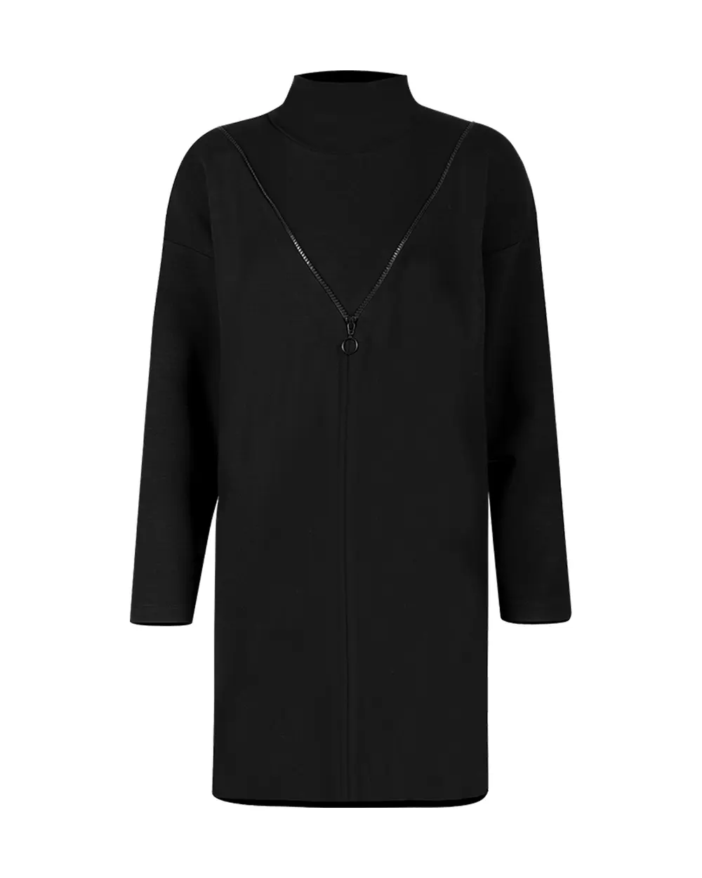 Plunging Collar Zipper Detailed Tunic