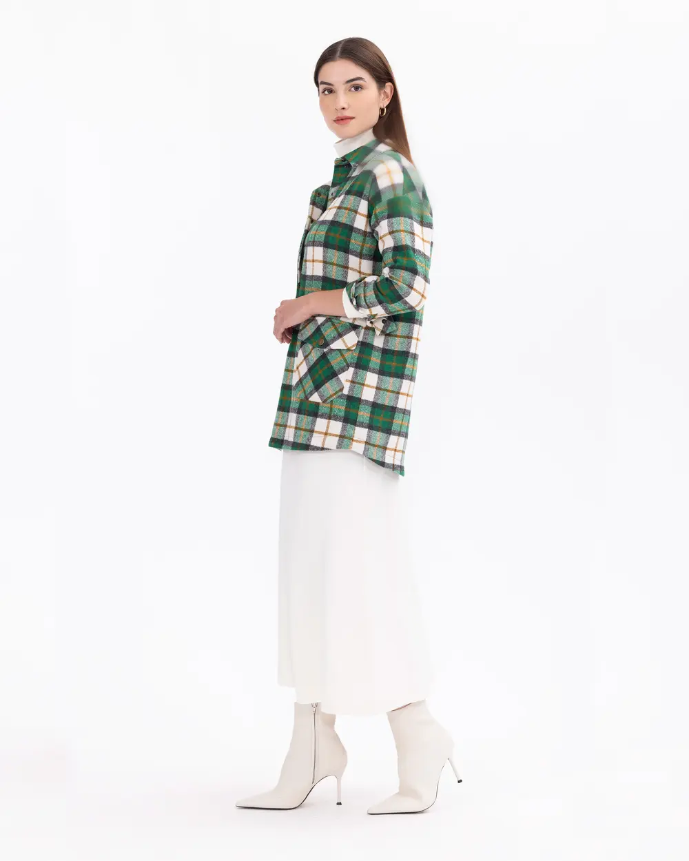 Plaid Patterned Polo Neck Tunic