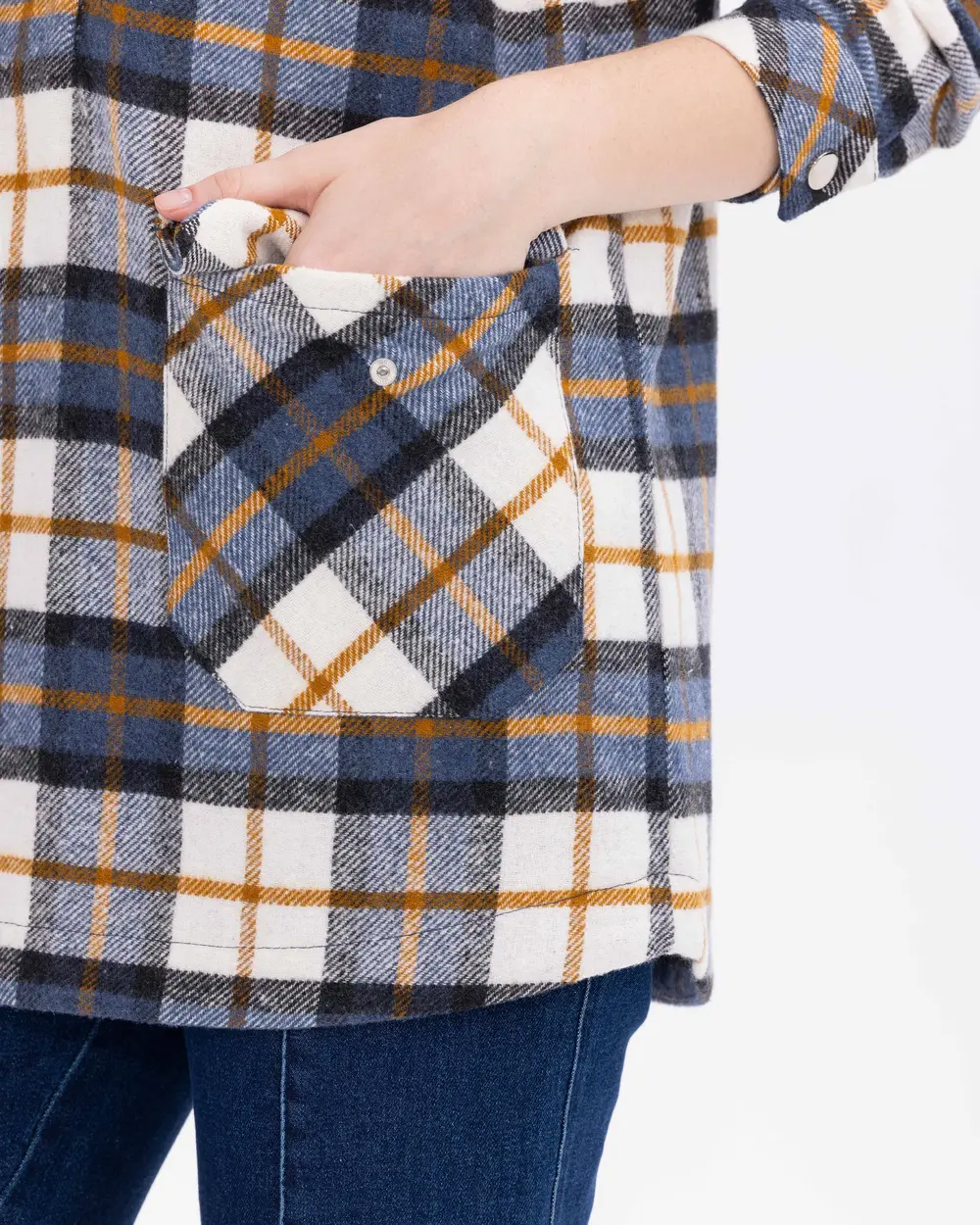 Plaid Patterned Polo Neck Tunic