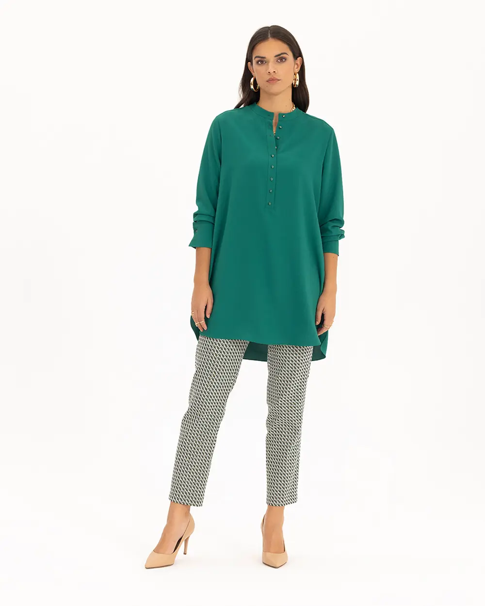  Half Pop Round Neck Tunic