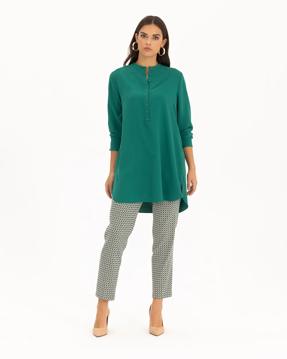  Half Pop Round Neck Tunic