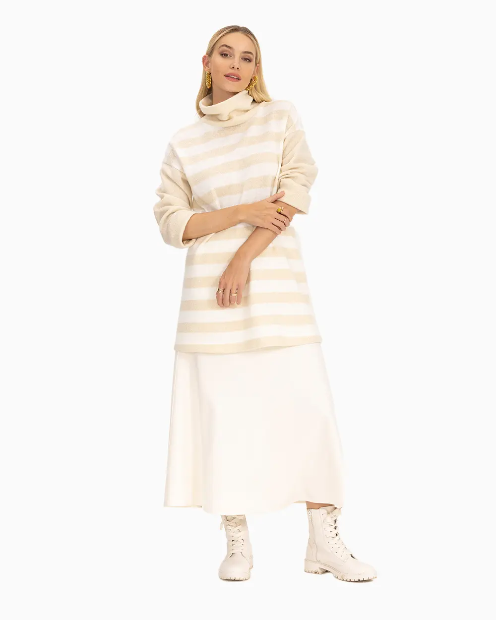 Knitwear Look Line Pattern Tunic