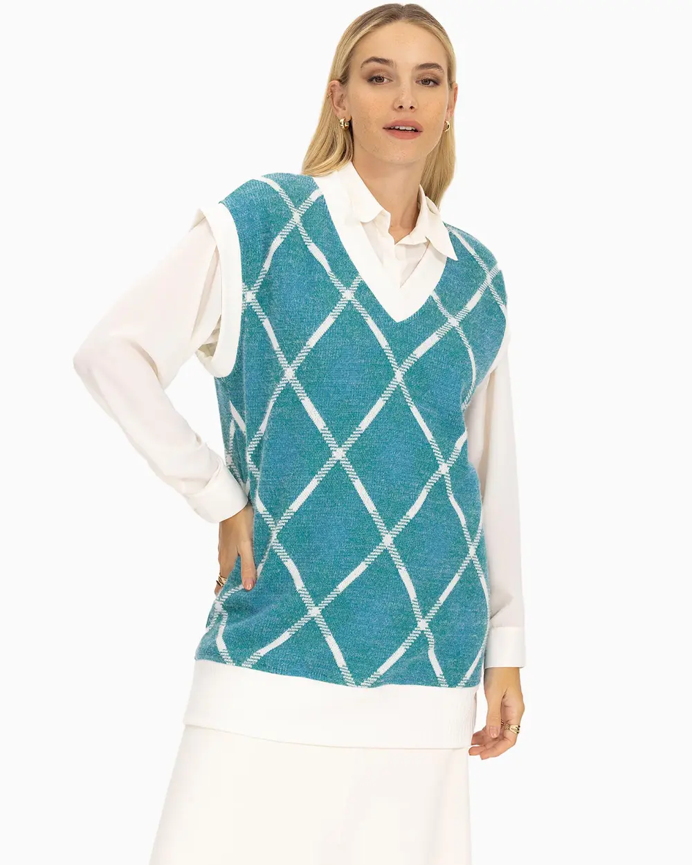 V Neck Sweater With Undershirt