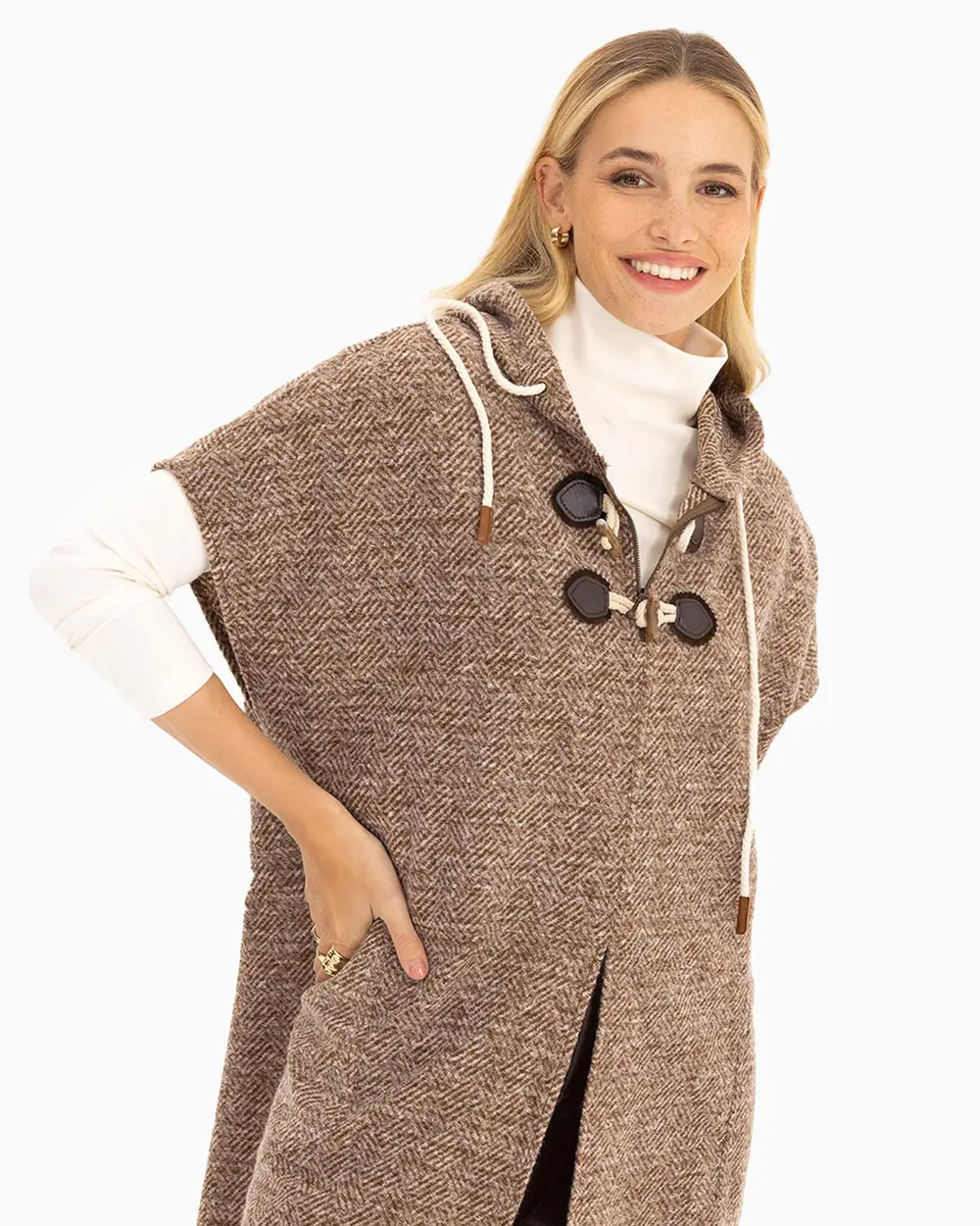 Midi Boy Kapüşonlu Panço