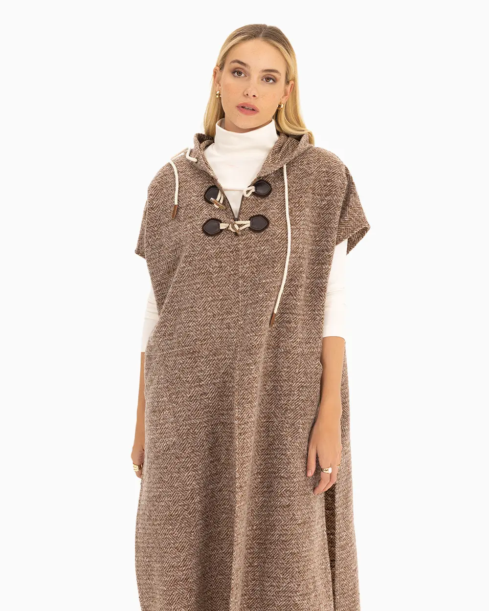 Midi Boy Kapüşonlu Panço