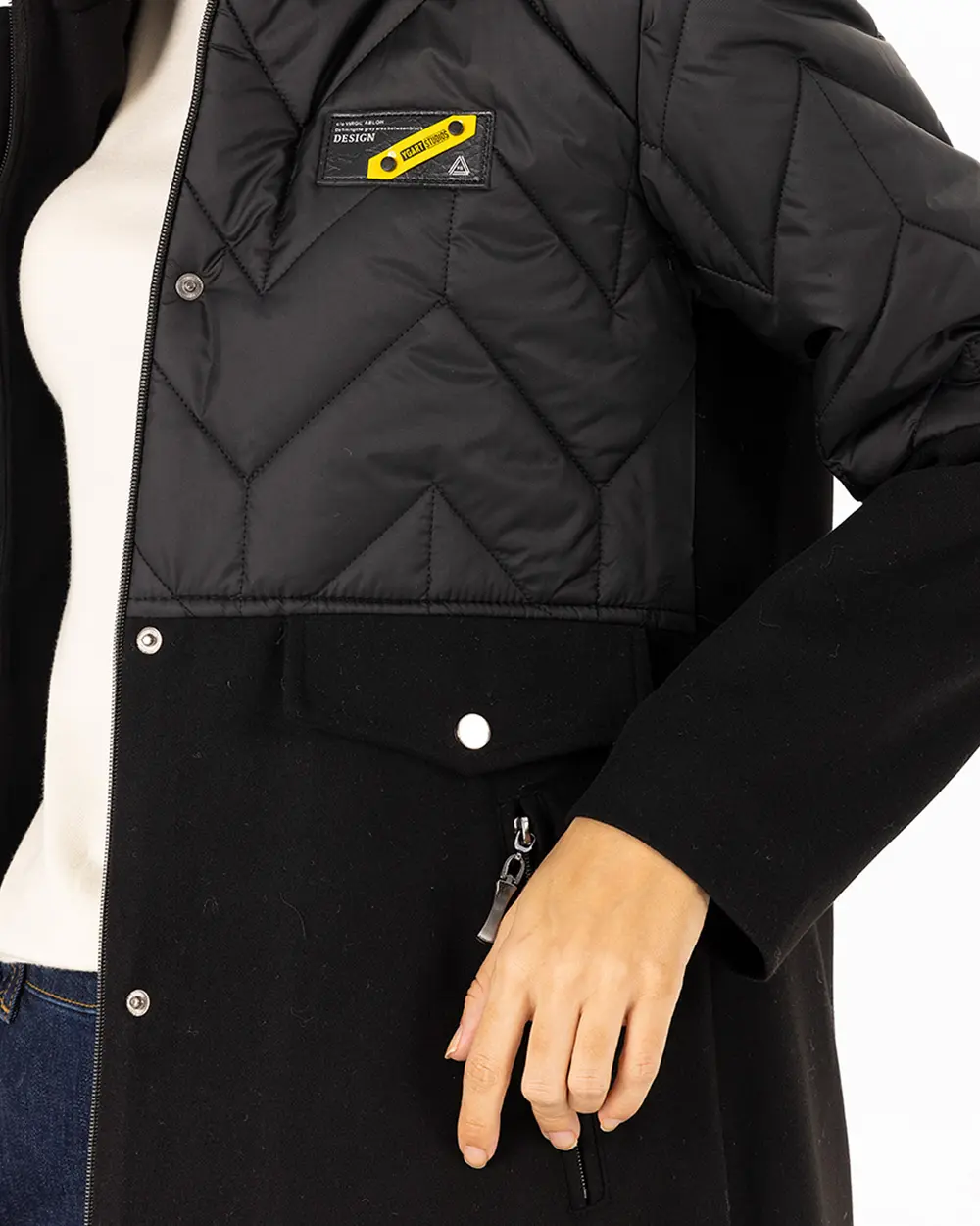 Kürk Detaylı Kapüşon Yaka Kaban