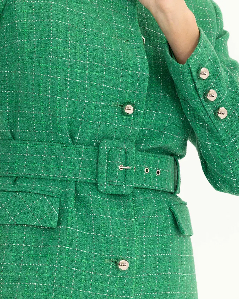Stand Up Collar Button Detailed Jacket