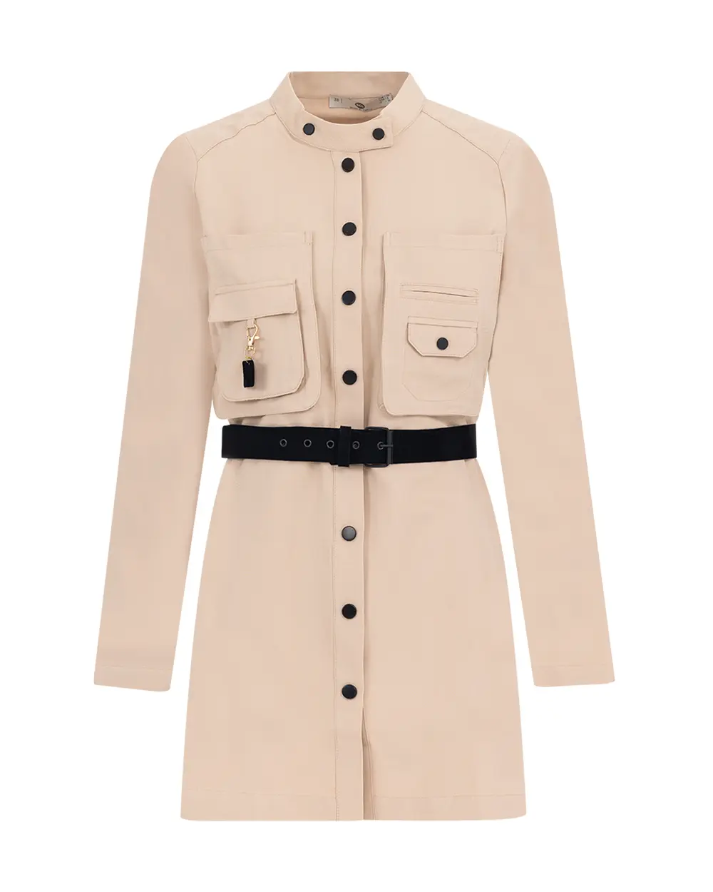 Zımba Detaylı Yuvarlak Yaka Ceket