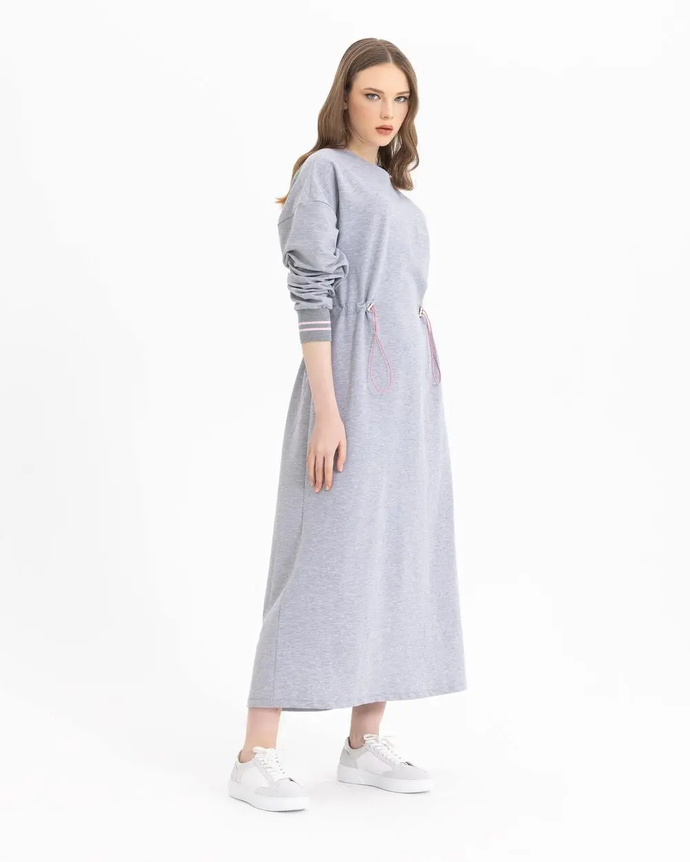 Sırtı Slogan Detaylı Sweatshırt Elbise