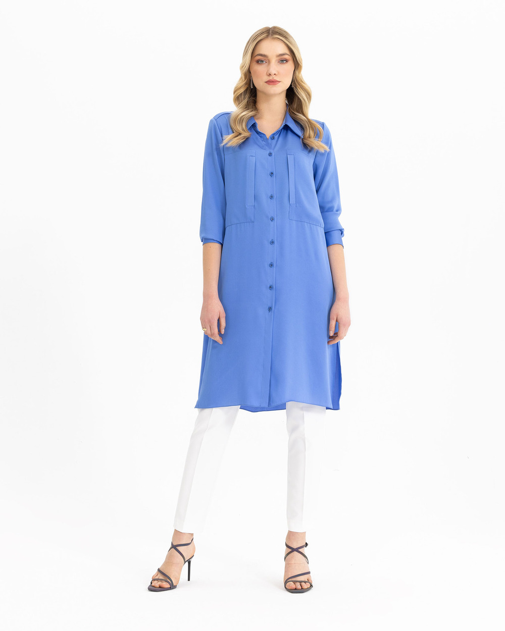 SCL SATIN FACE KNEE LONG TUNIC