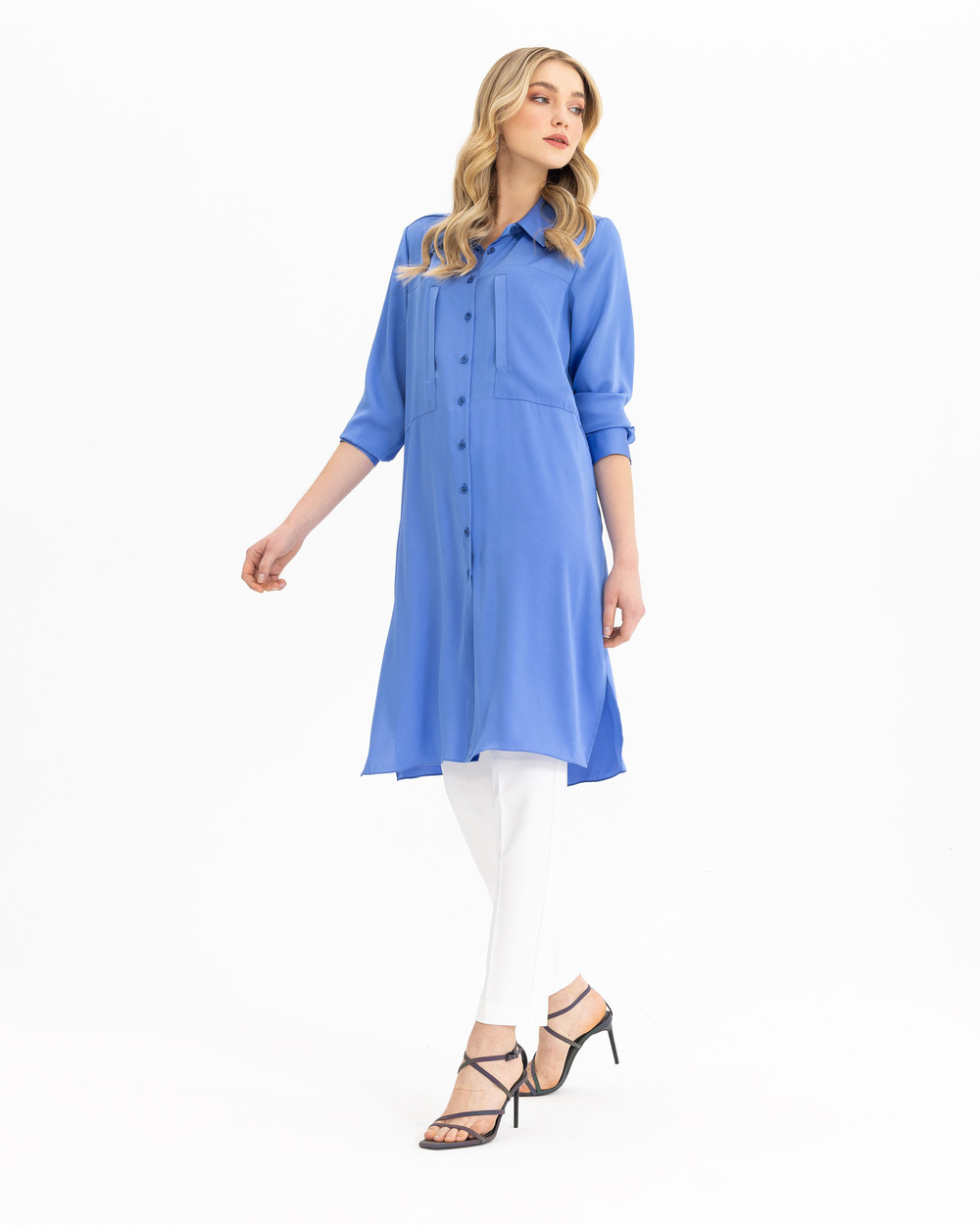 SCL SATIN FACE KNEE LONG TUNIC