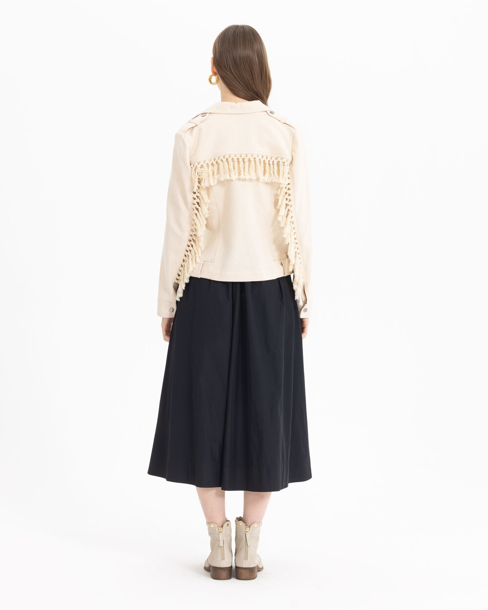 FRINGE DETAILED CANVAS JACKET SecilStore