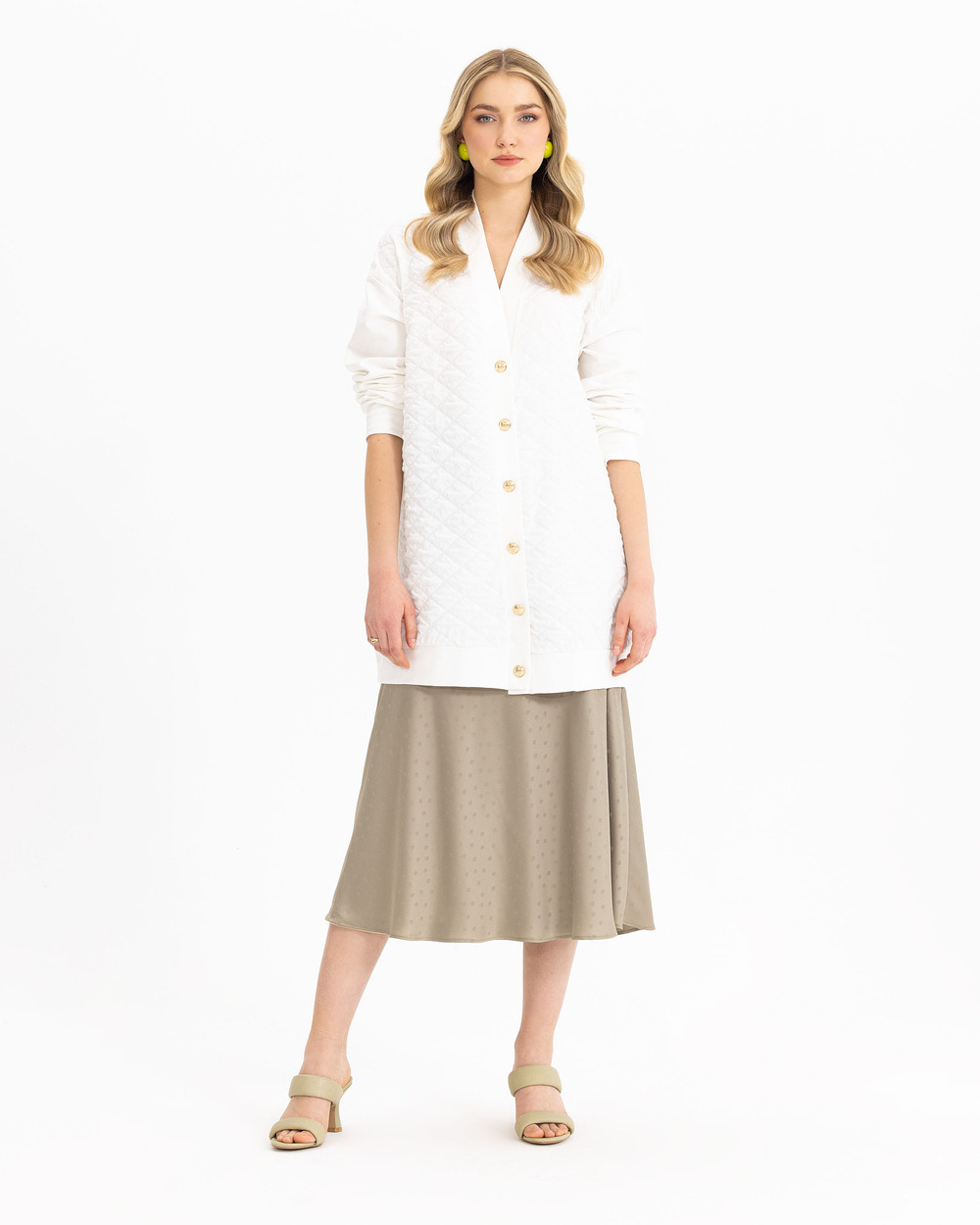 Puantiyeli Saten Görünümlü Etek