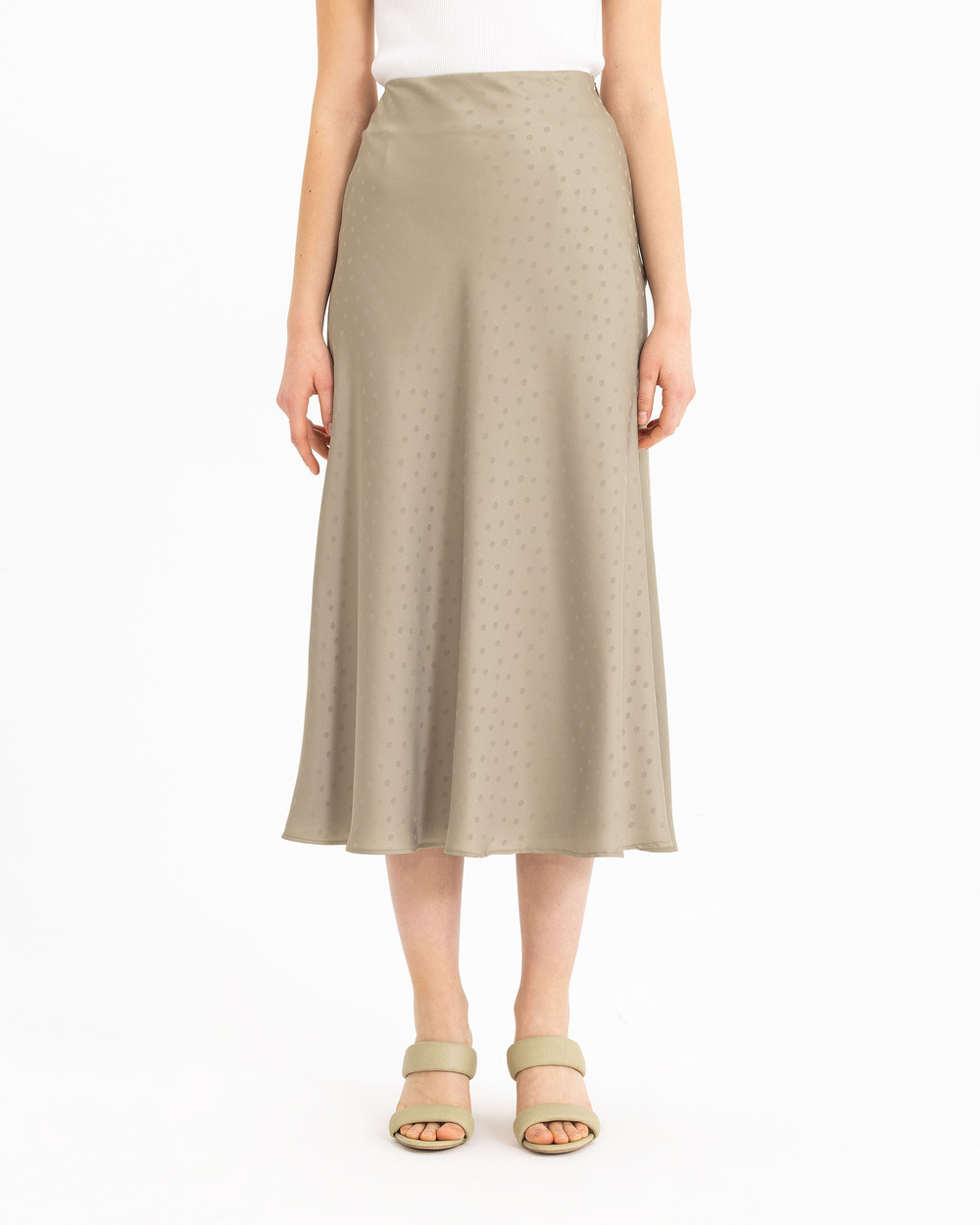 Puantiyeli Saten Görünümlü Etek