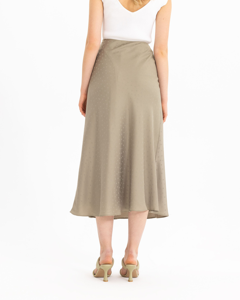 Puantiyeli Saten Görünümlü Etek