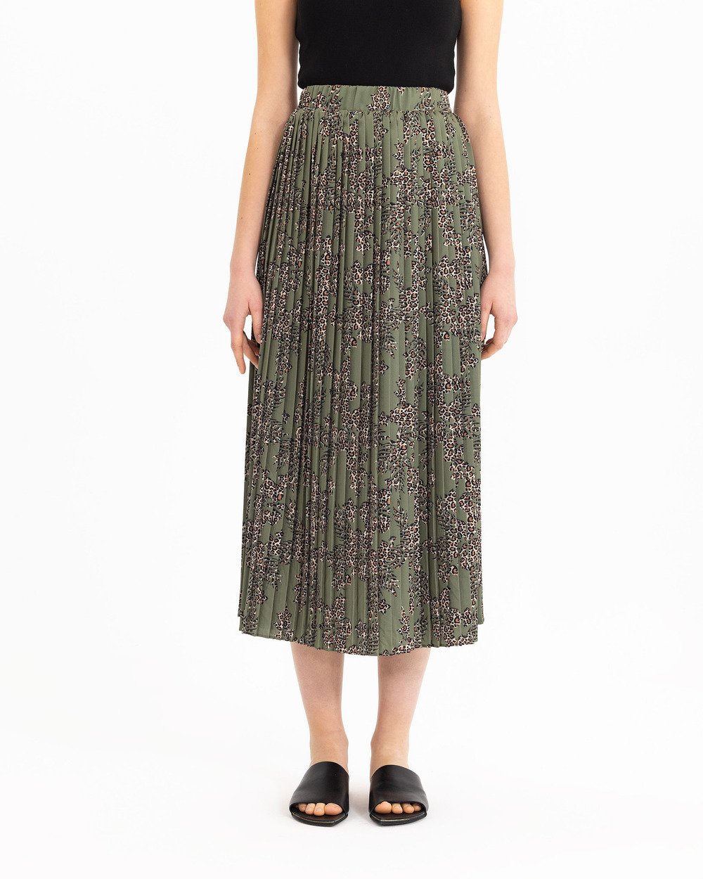 Leopar Desen Detaylı Pliseli Etek