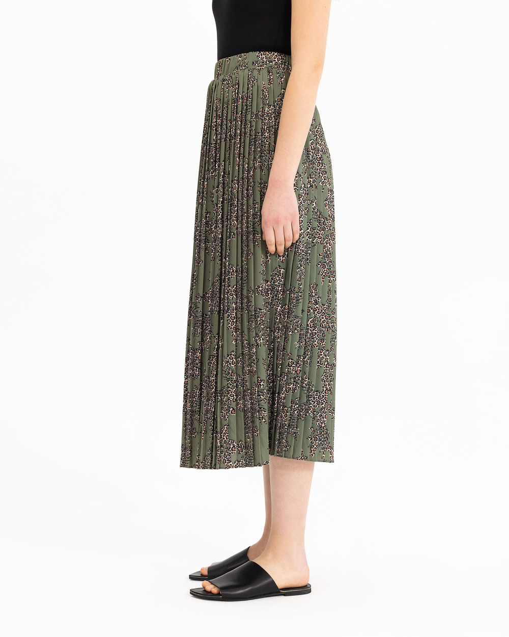 Leopar Desen Detaylı Pliseli Etek