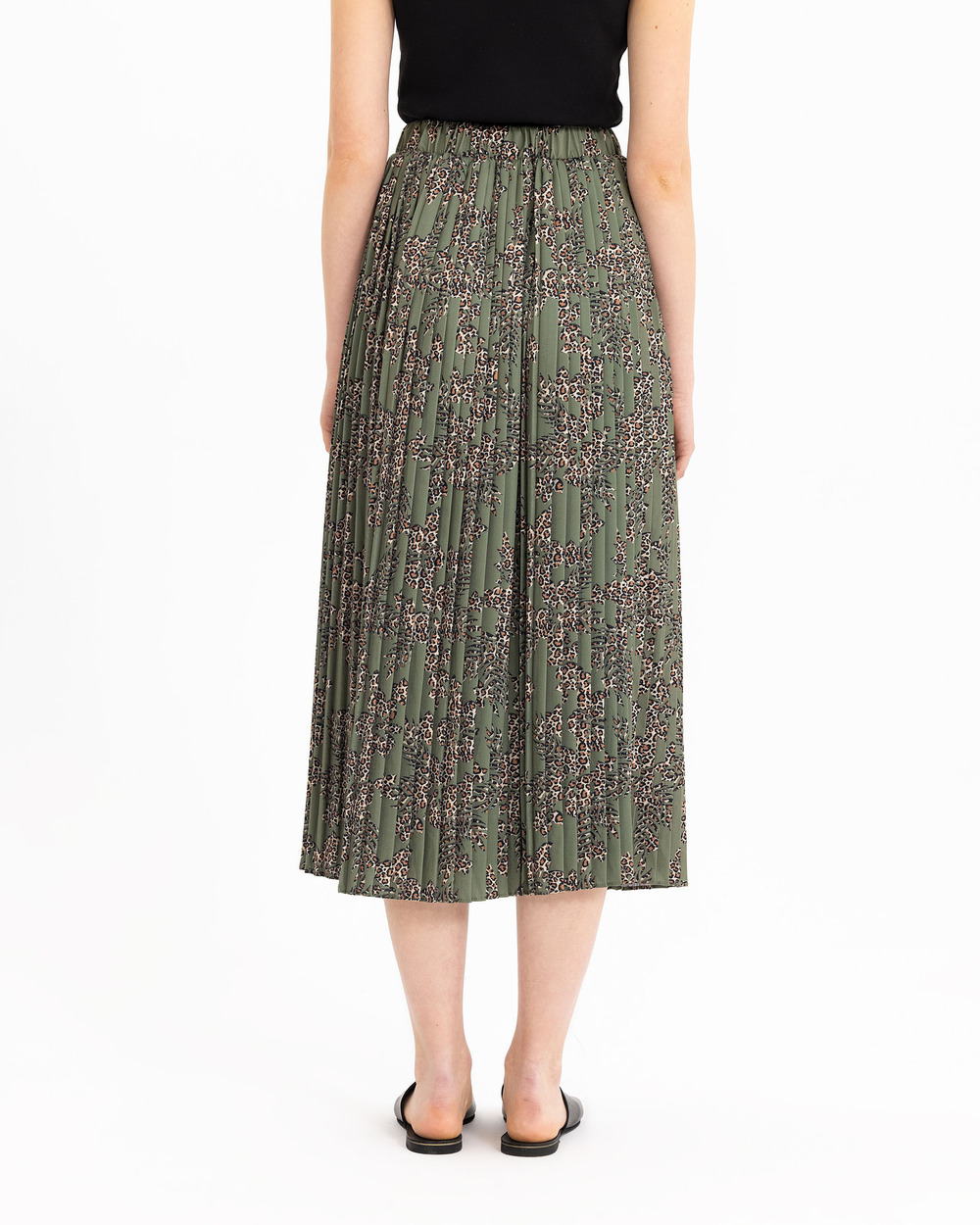 Leopar Desen Detaylı Pliseli Etek
