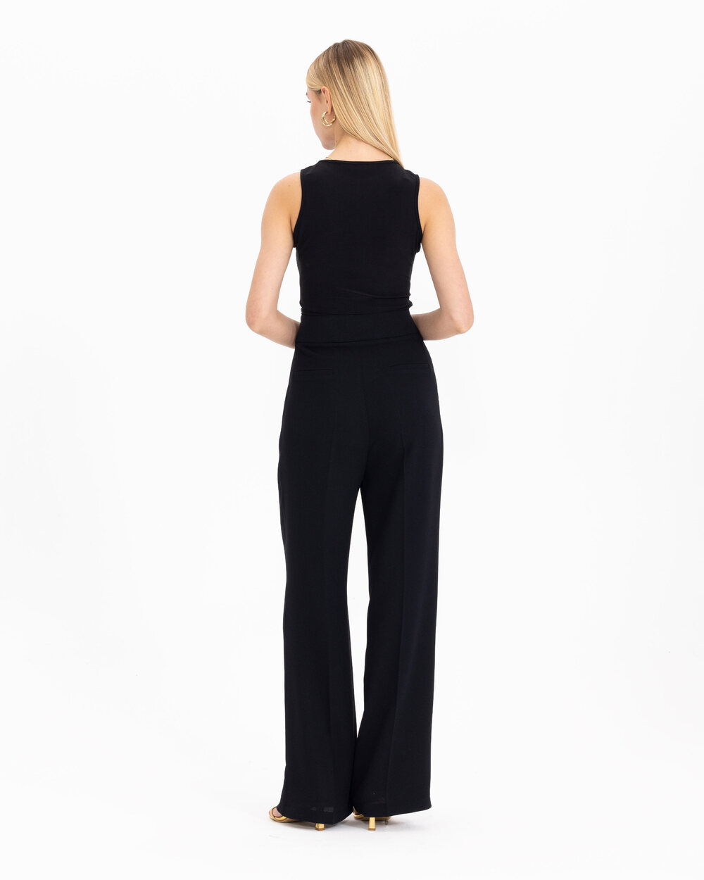  Button Detailed Wide Leg Trousers