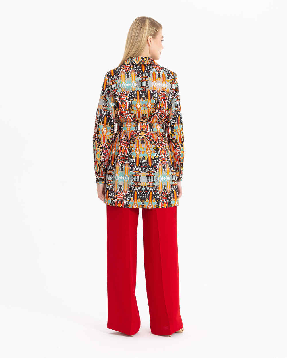  Button Detailed Wide Leg Trousers