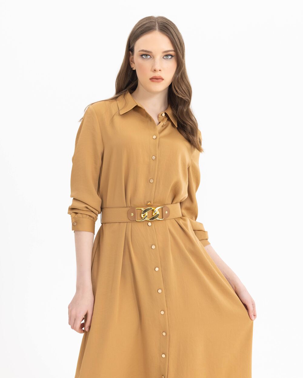 Kemerli Gömlek Elbise