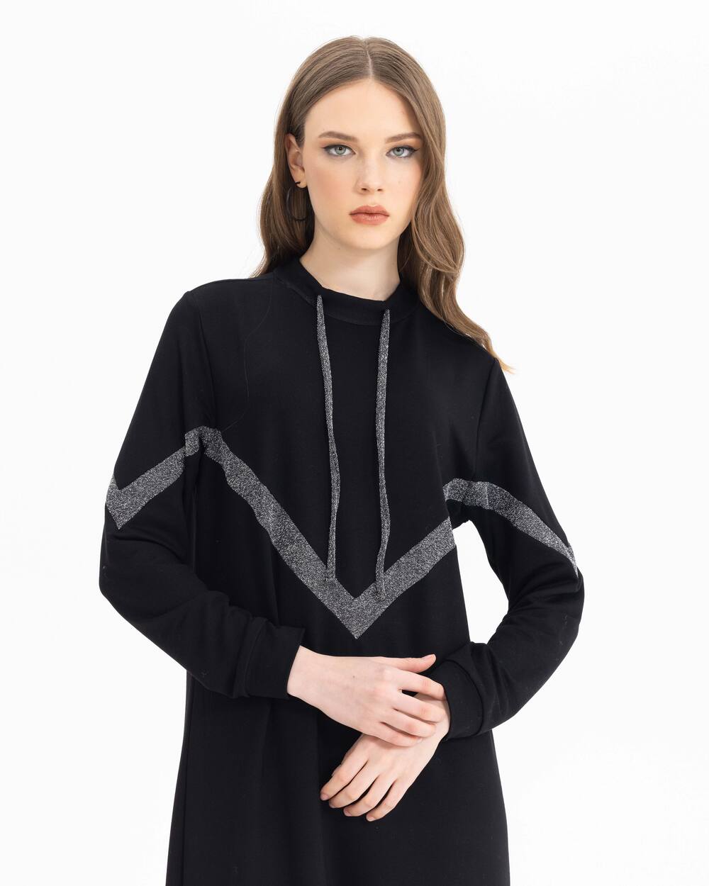 Uzun Kollu Sweatshirt Elbise