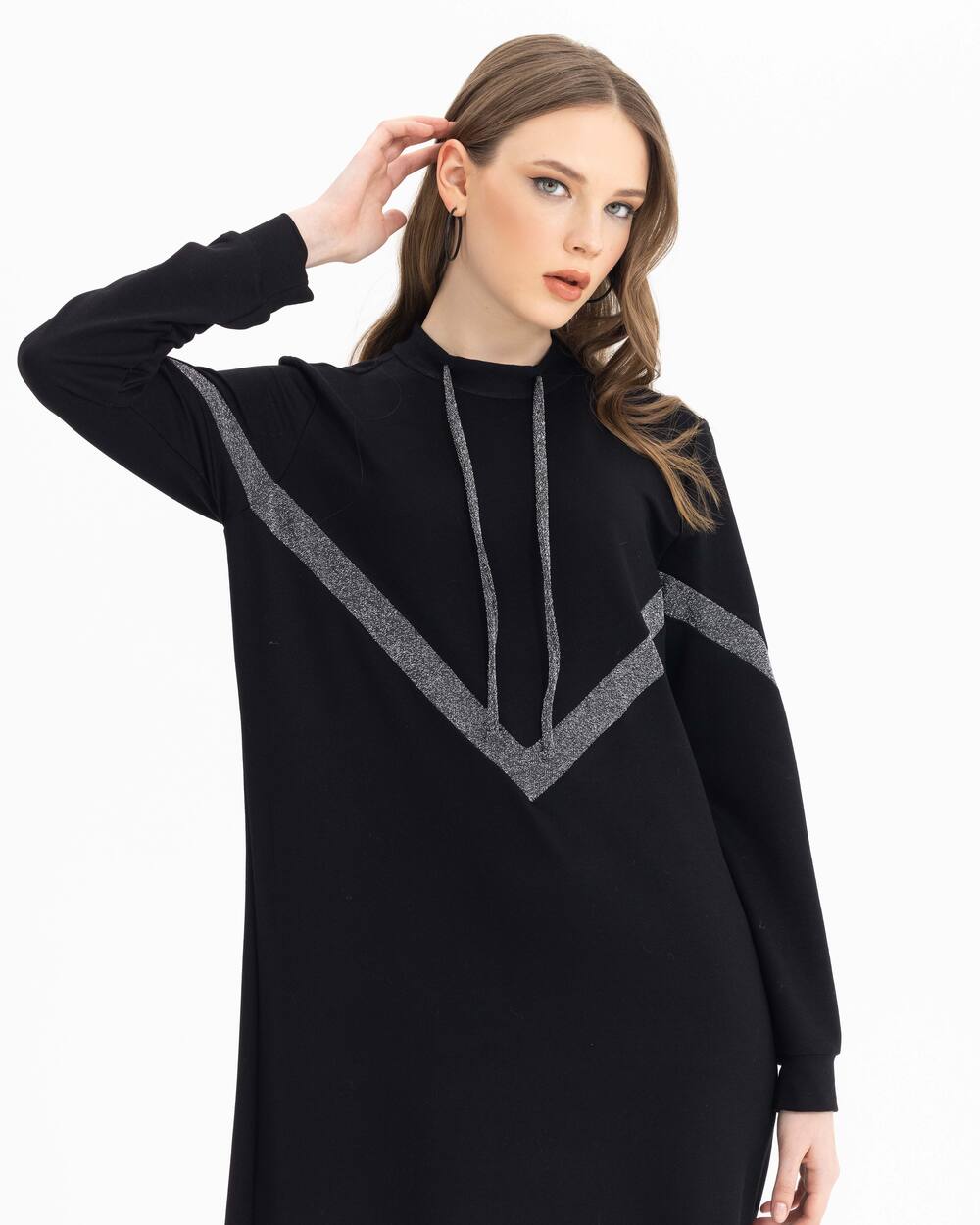 Uzun Kollu Sweatshirt Elbise