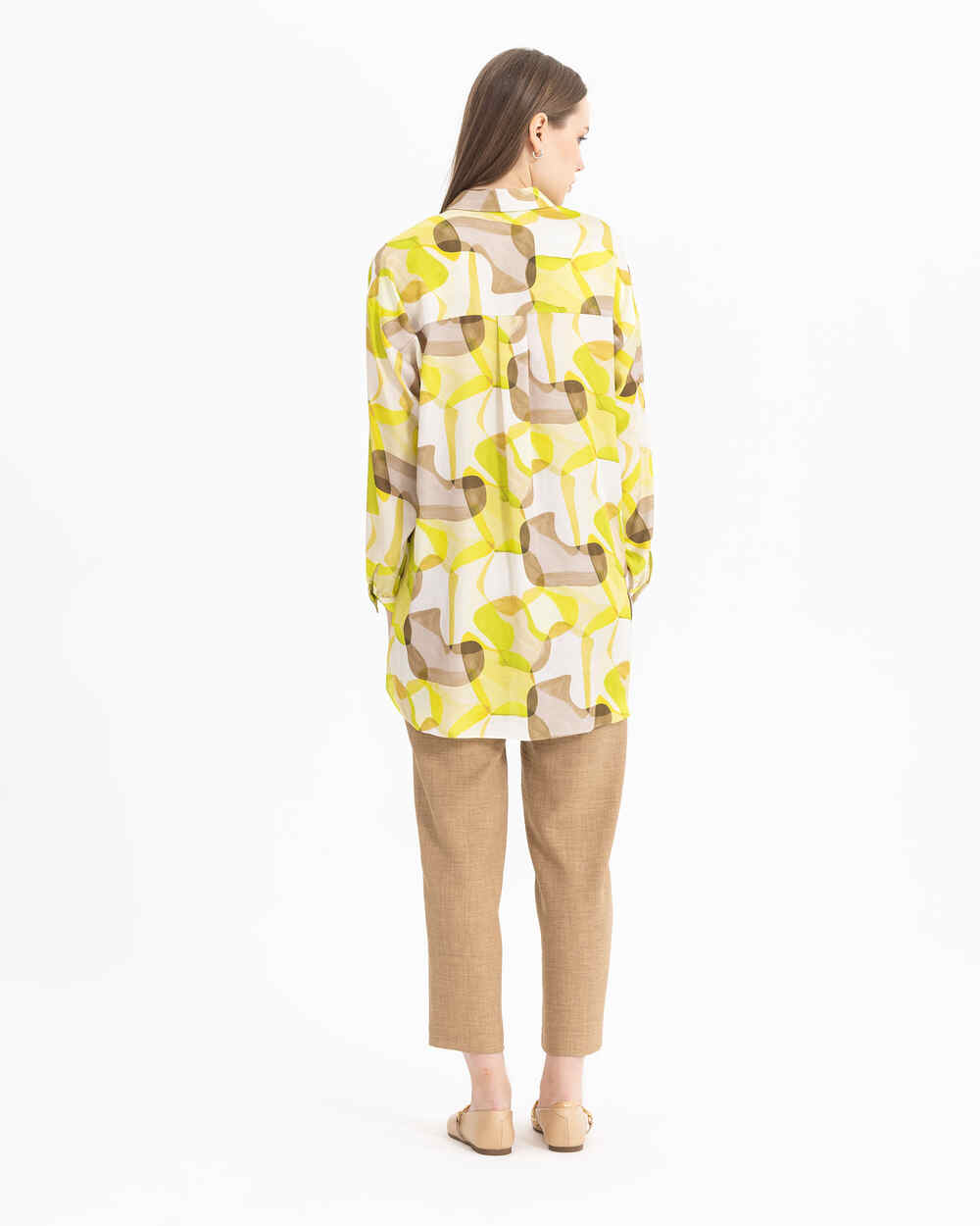 Desenli Saten Görünümlü Tunik