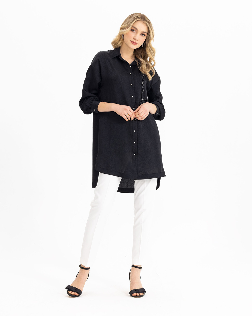  Pocket Detailed Oversized Tunic