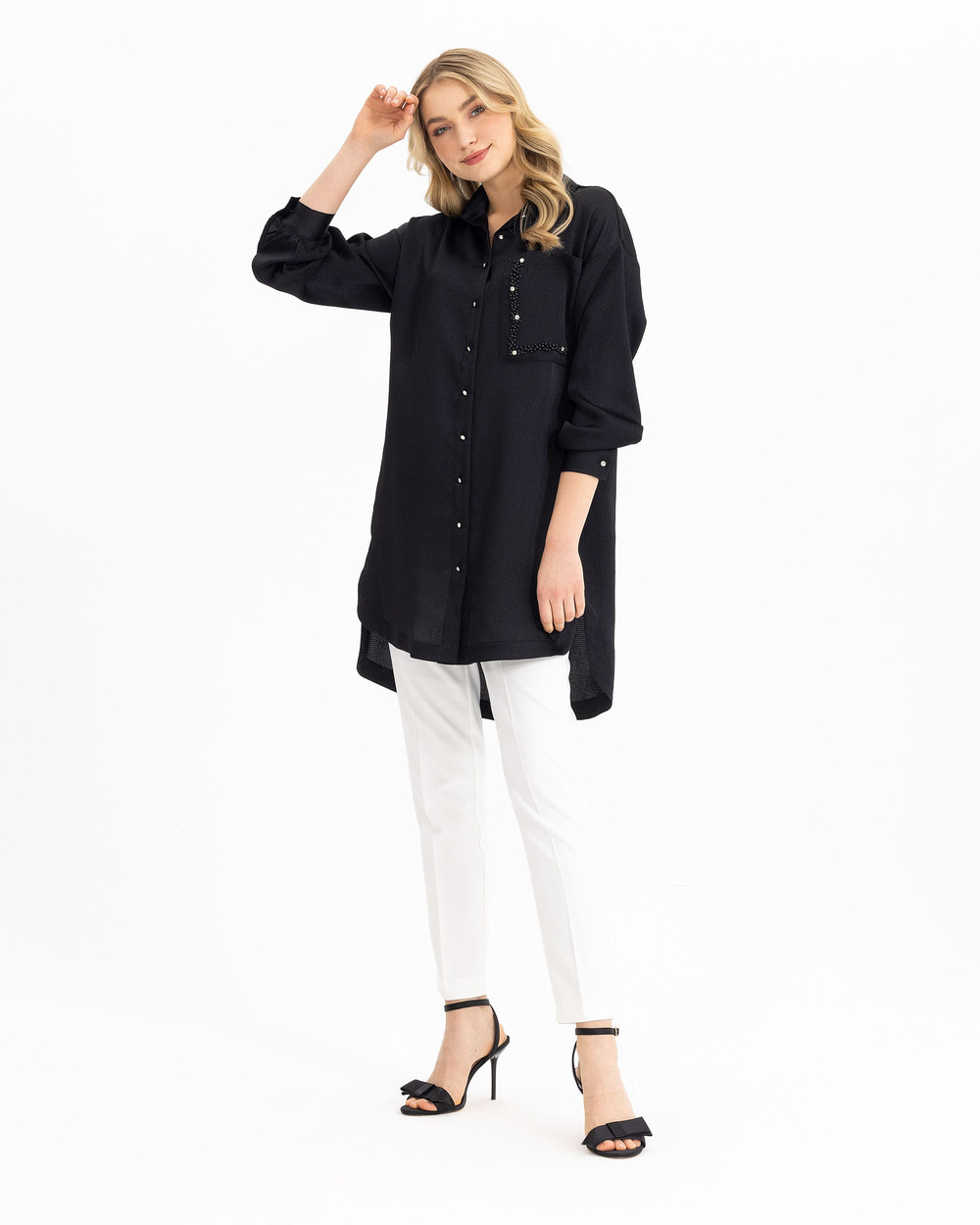  Pocket Detailed Oversized Tunic