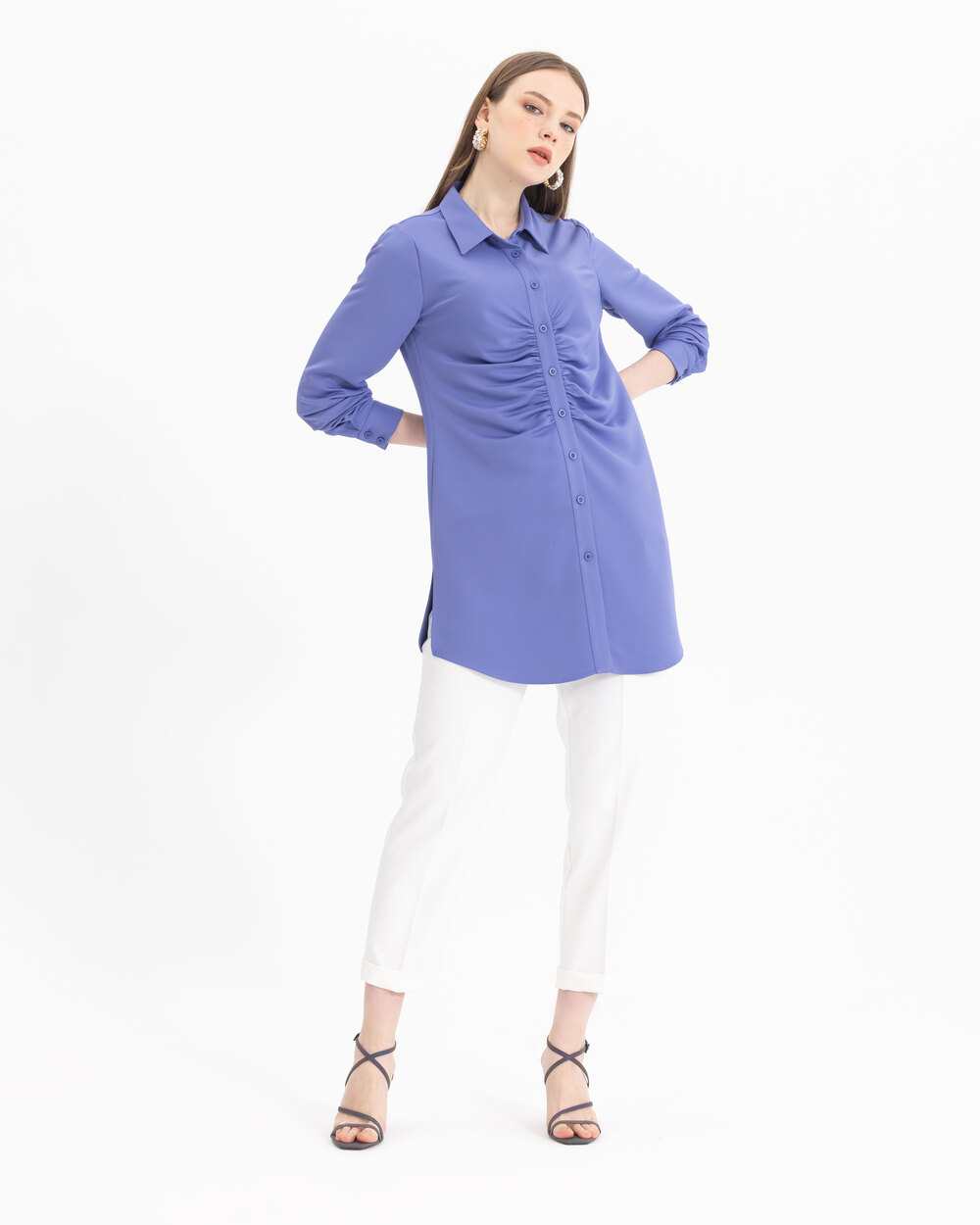 Pleated Satin Look Tunic