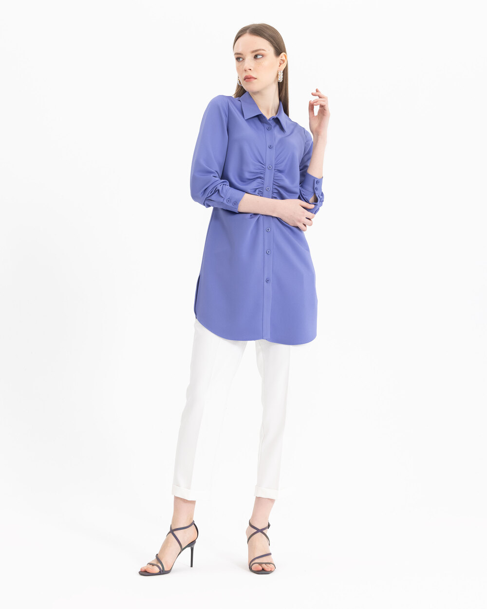Pleated Satin Look Tunic
