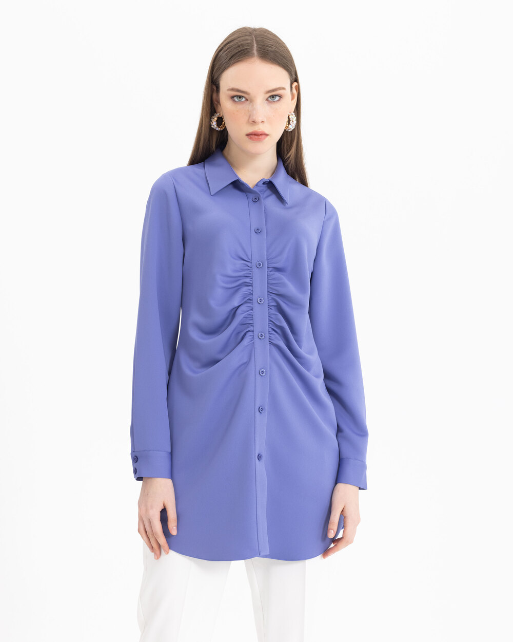 Pleated Satin Look Tunic