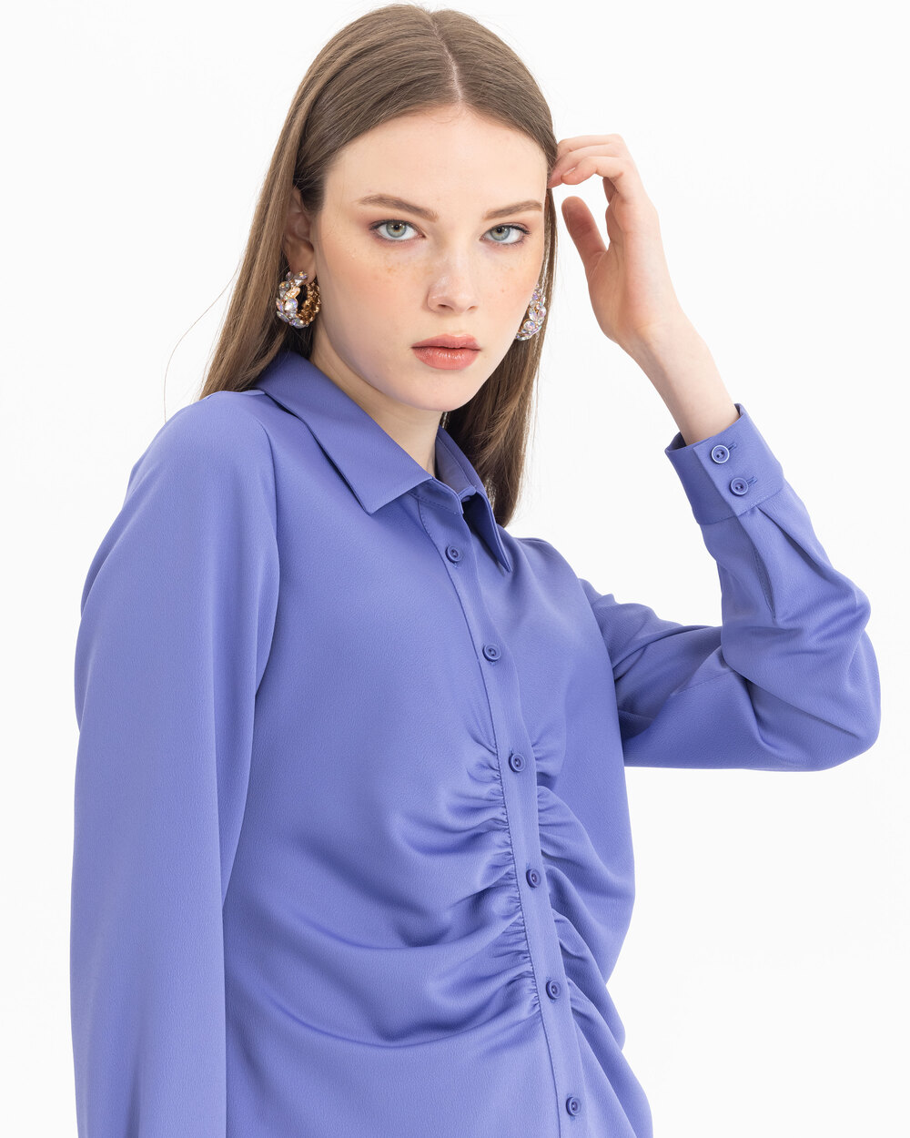 Pleated Satin Look Tunic