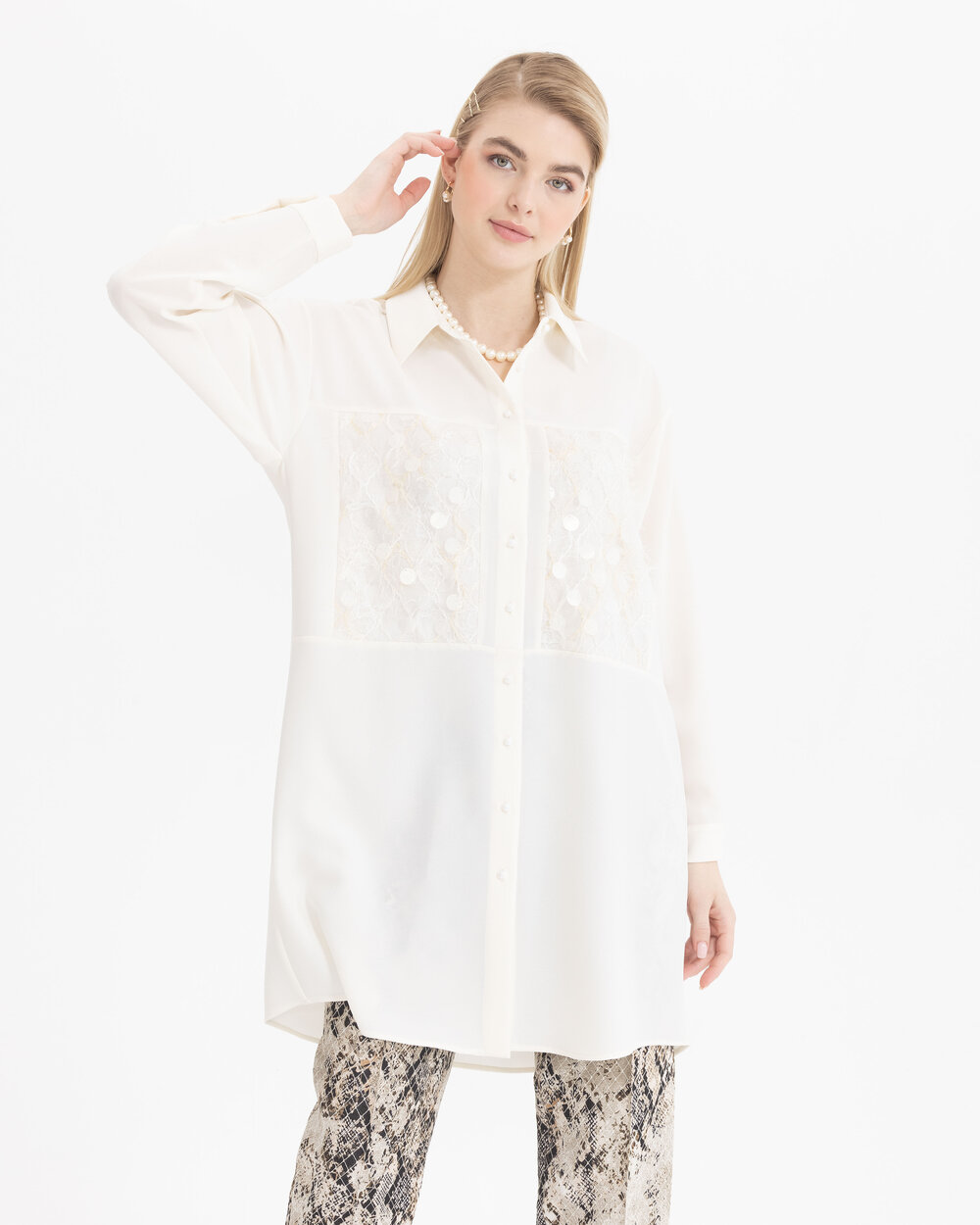 Pul Detaylı Gömlek Tunik