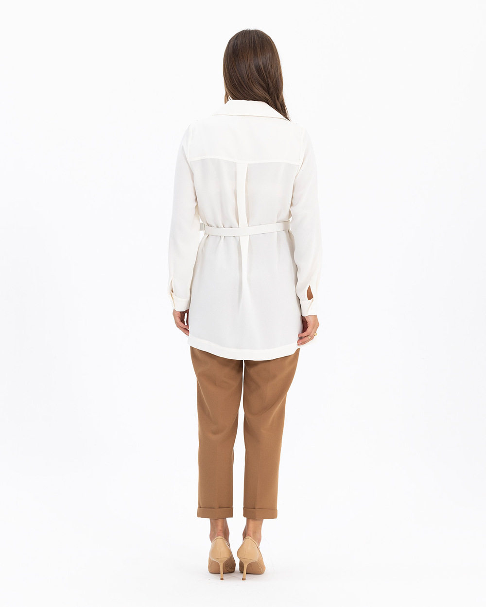 Pearl Detailed Belt Jacket