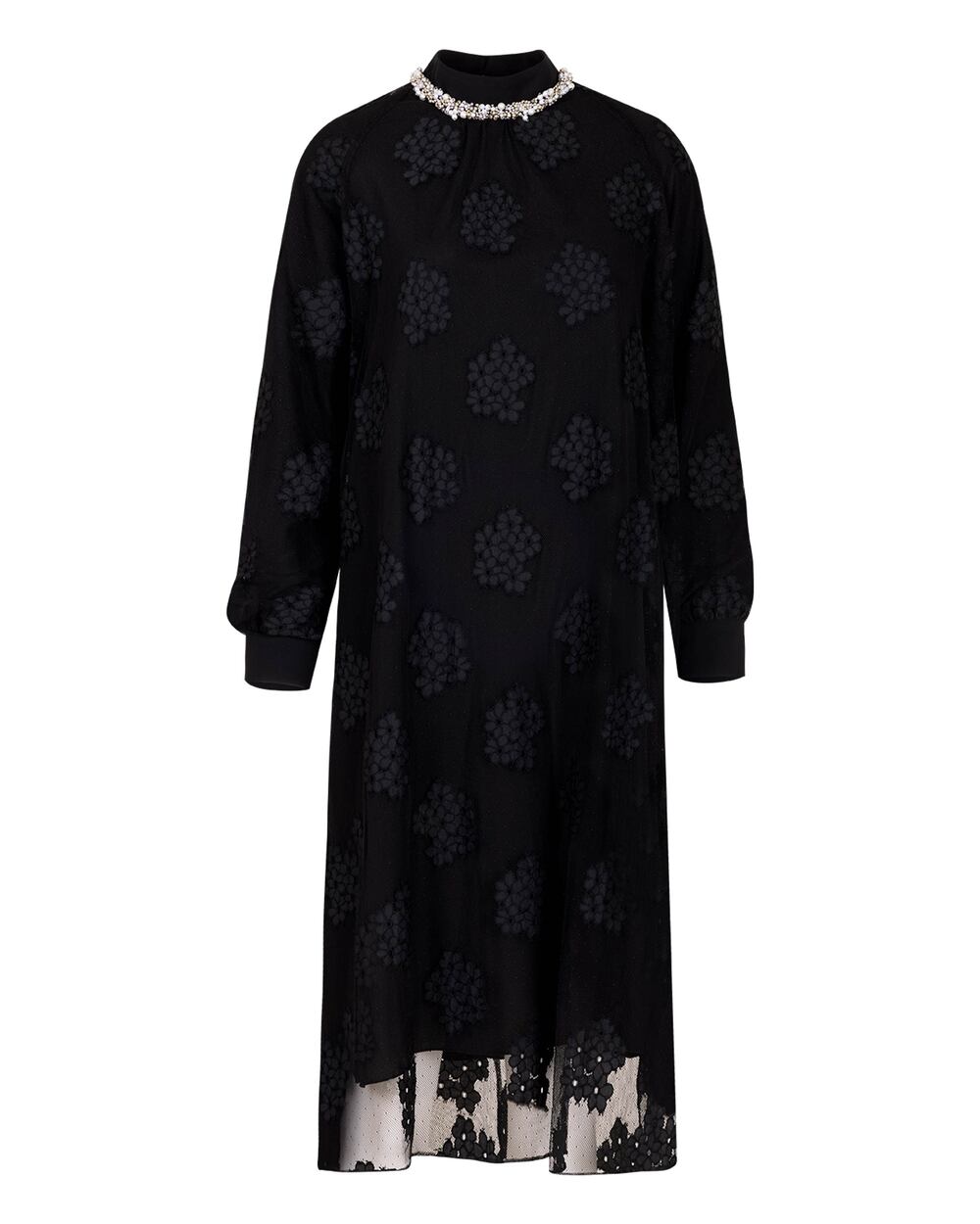 Yakası Taşlı Dantel Tunik