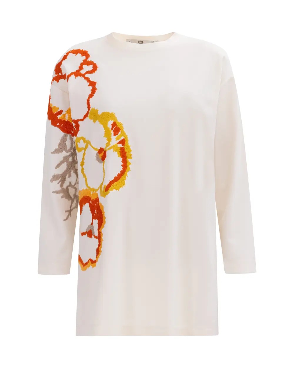 Embroidered Wide-Cut Knit Tunic
