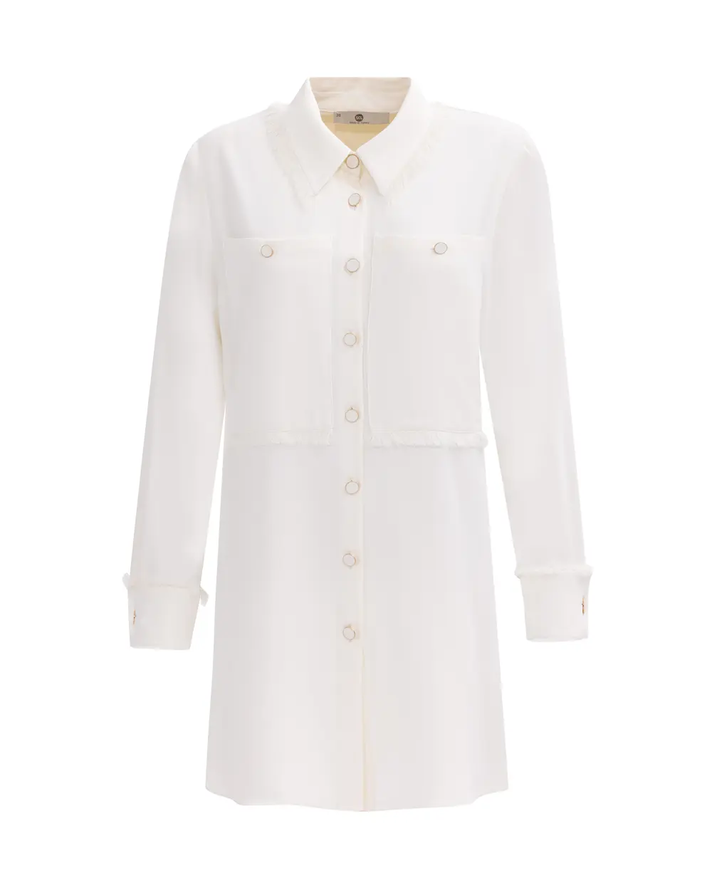 Düğme Detaylı Gömlek Yaka Dokuma Tunik