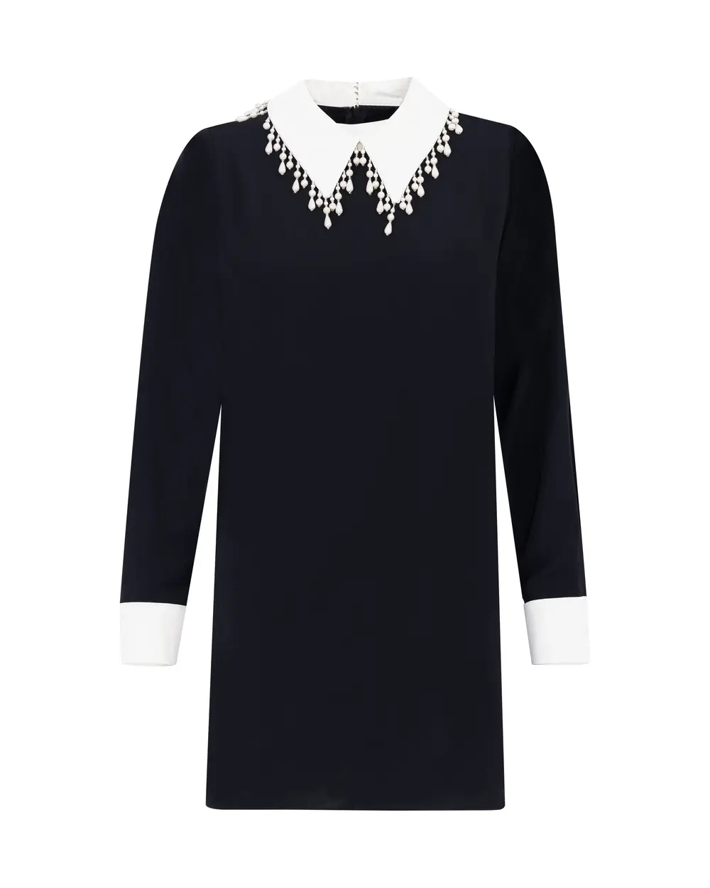 İnci Detaylı Gömlek Yaka Dokuma Tunik