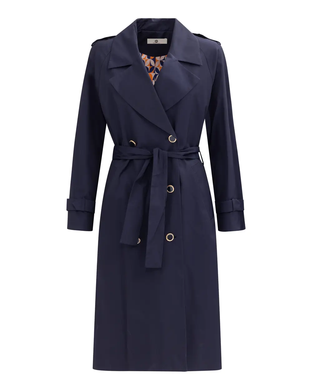 Classic Trench Coat with Buttonless Lapel Collar