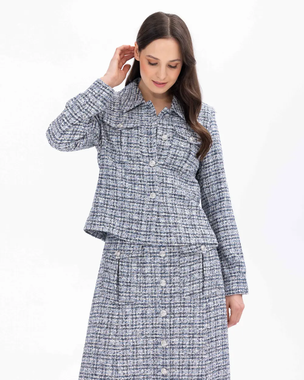 Cep Detaylı Düğmeli Tüvit Ceket