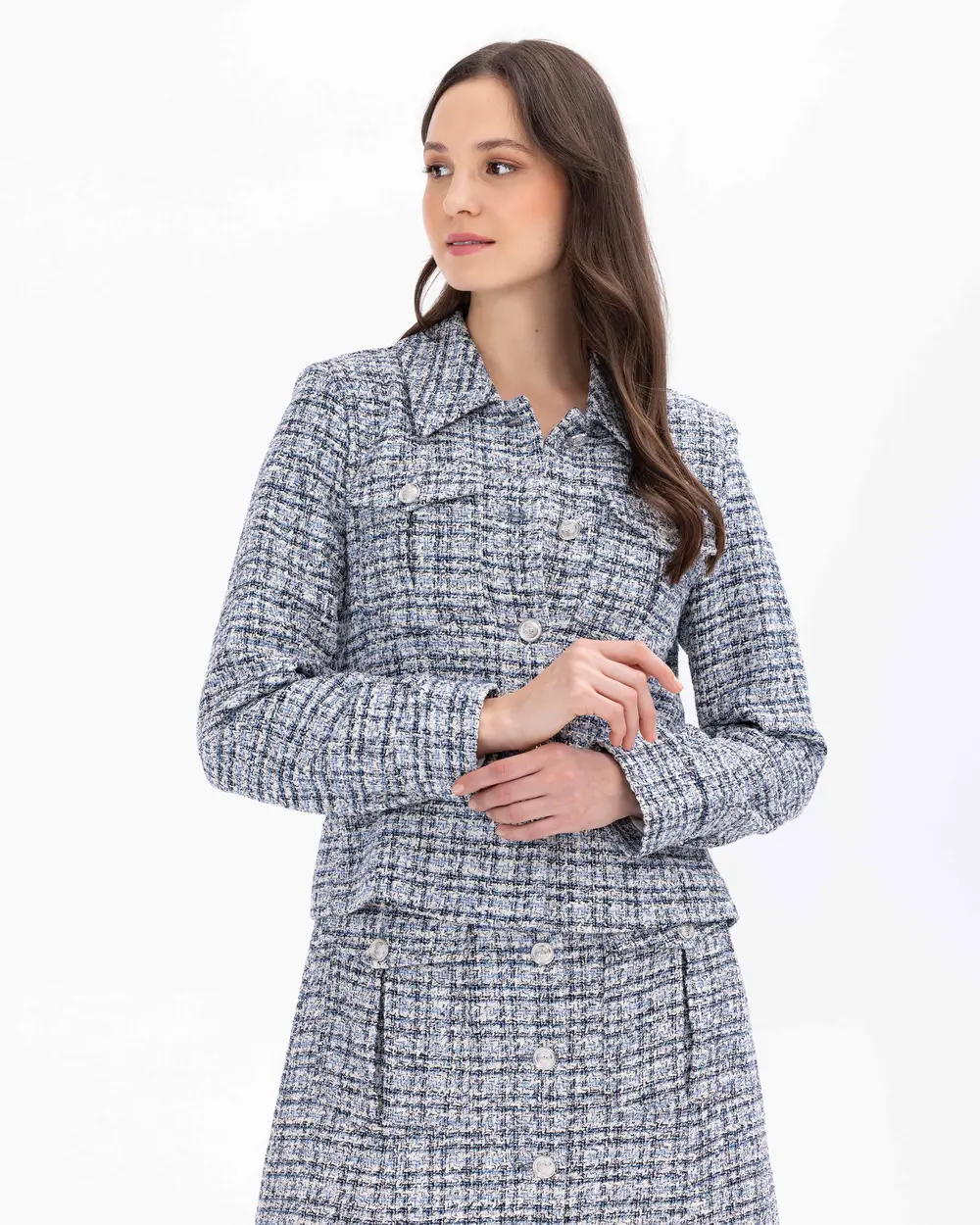 Cep Detaylı Düğmeli Tüvit Ceket