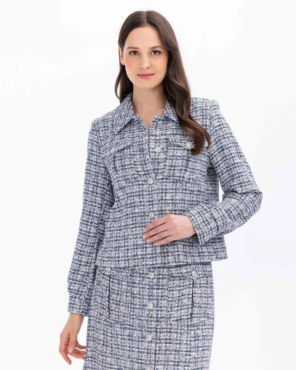 Cep Detaylı Düğmeli Tüvit Ceket