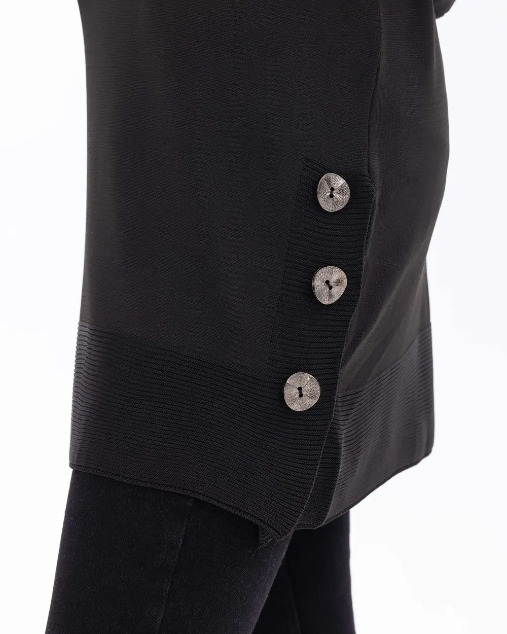 Button Detailed High Collar Knitwear Tunic