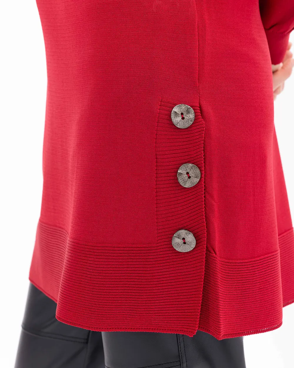 Button Detailed High Collar Knitwear Tunic
