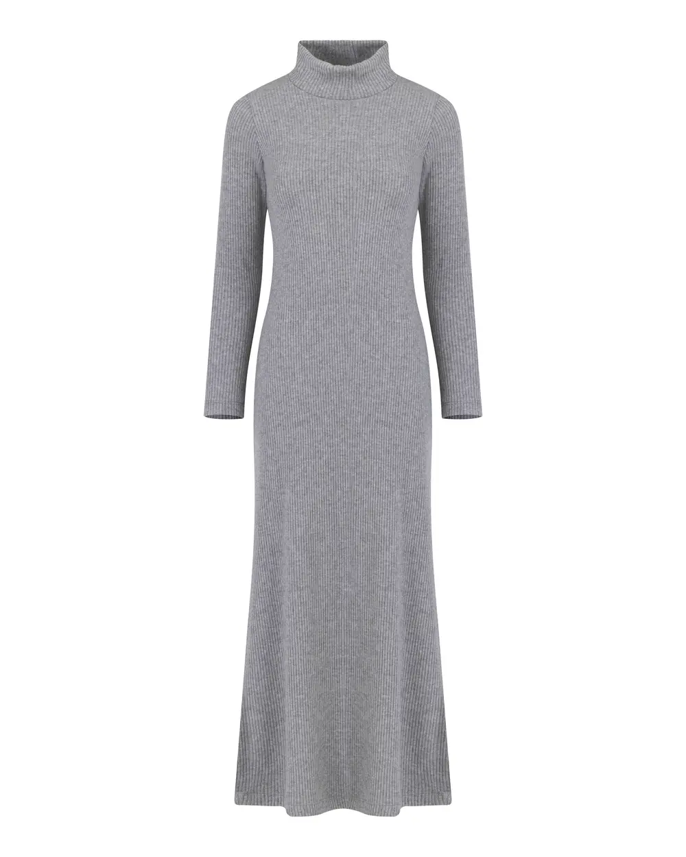 Half Turtleneck Midi Length Corduroy Knitted Dress